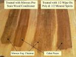 Minwax Englist Chestnut Cabot Pecan stain test sample on maple wood